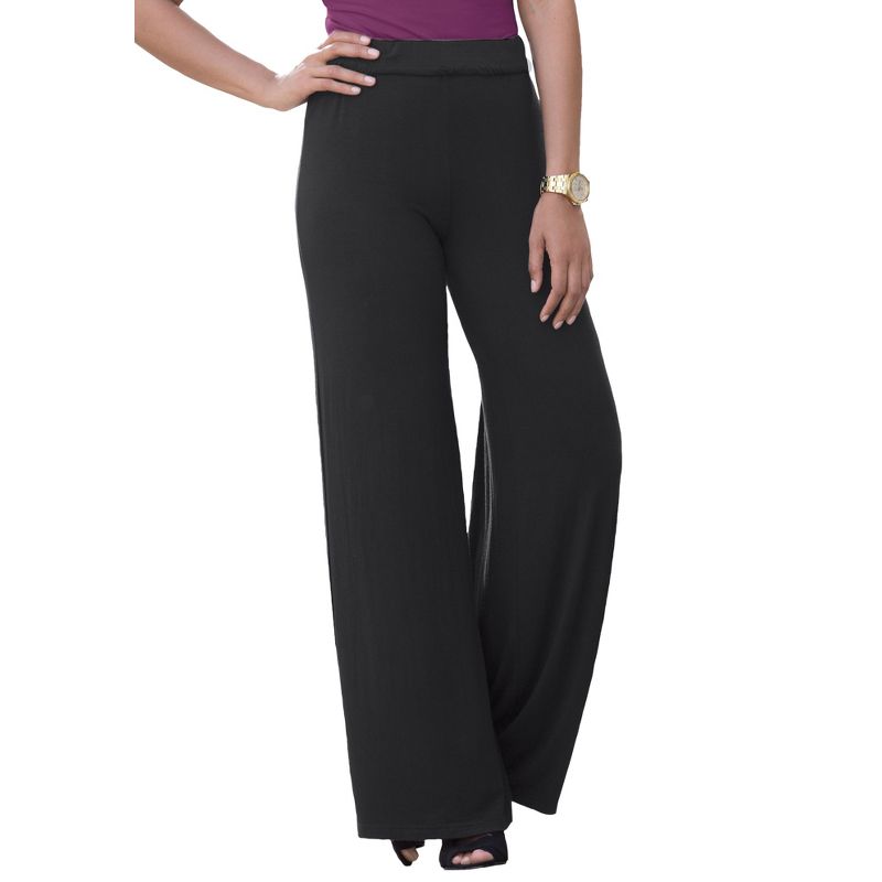 Jessica London Women's Plus Size Everyday Stretch Knit Wide Leg Pant, 1 of 2