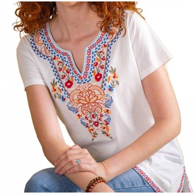 Women's Wo's Knit Split Embroidered Blouse - PAPARAZZI