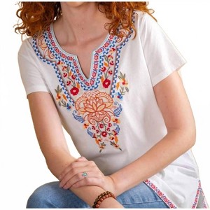 Women's Wo's Knit Split Embroidered Blouse - PAPARAZZI - 1 of 2