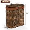 Costway Handwoven Laundry Hamper Laundry Basket w/2 Removable Liner Bags Brown/Grey - 3 of 4