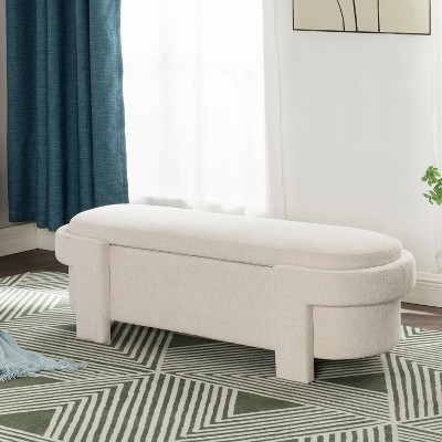 CAVINAS Polyester Storage Ottoman Bench,Upholstered Storage Ottoman,Storage Bench for Living Room,Bedroom