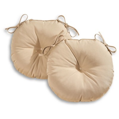 Set of Two 18" Solid Outdoor Bistro Chair Cushions - Stone - Kensington Garden