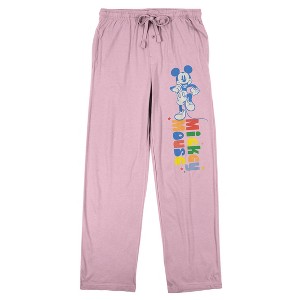 Mickey Mouse Classic Colorful Logo on Pink Adult Sleep Pant - 1 of 4