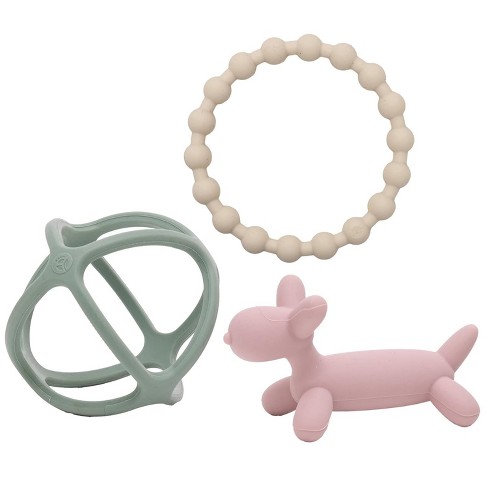 Weesprout Handheld Teether Set (matte Green, Pink & Off White) : Target