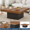 Square Coffee Table with Led Lights, 35 inch Living Room Tables, Modern Coffee Tables with Plug-in 16-Color LED Lights for Home Office Brown - 4 of 4