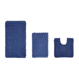 Lilly Crochet Collection 100% Cotton Tufted Reversible 3-Piece Bath Rug Set – Super Absorbent, Machine Washable Bathroom Mats with Crochet Pattern - 1 of 4