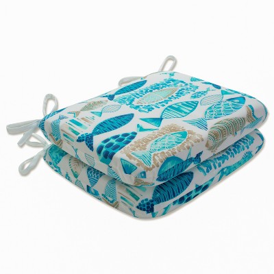 15.5"x18.5" Hooked Nautical 2pc Outdoor Seat Cushion Set - Pillow Perfect