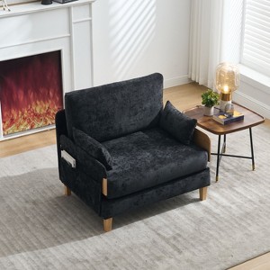 PAGED Convertible 3-in-1 Accent Lounge Chair Bed with Side Pockets & 3 Pillows,Upholstered Sleeper Chair Sofa for Living Room,Study - 1 of 4