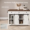 Farmhouse Rolling Kitchen Island Kitchen Storage Cart with Spice Rack, Glass Holders, Towel Rack & Drop Leaf - ModernLuxe - 3 of 4
