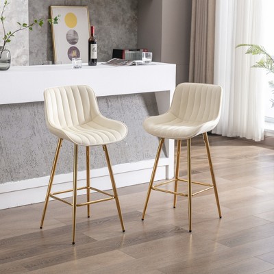 SKRAN 26 Inch Velvet Upholstered Counter Height Barstool, With Back  And Metal Frame, Modern Design for Kitchen, Home Bar, Dining Room