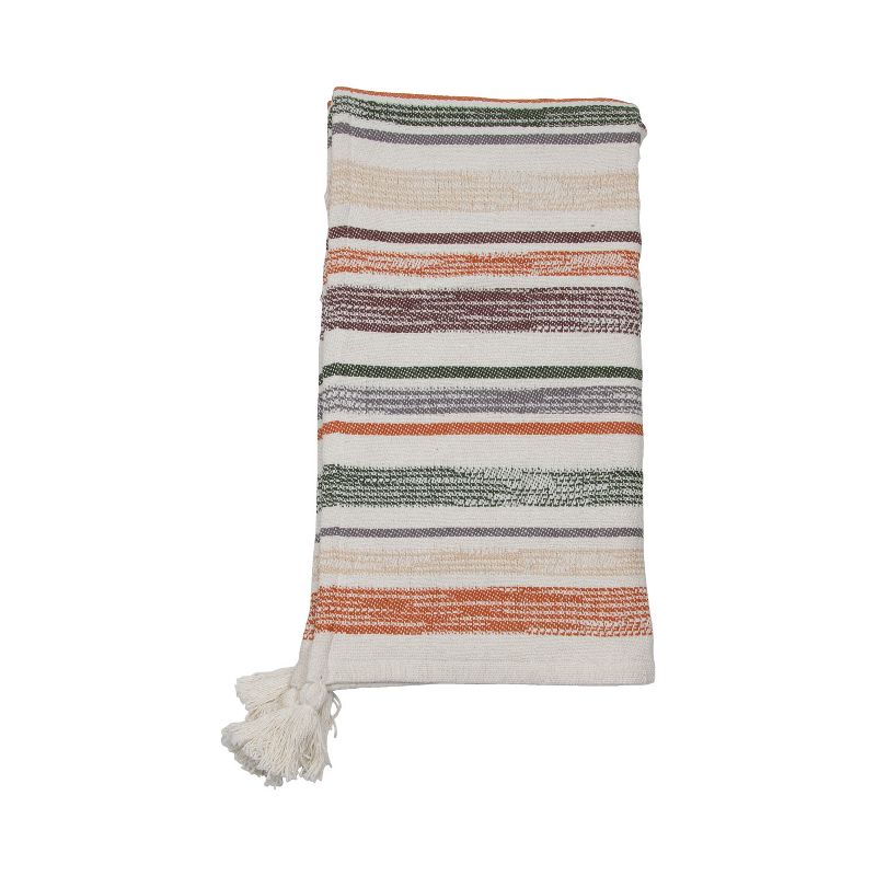 Multicolor Hand Woven 50 x 60 inch Cotton Throw Blanket with Hand Tied Tassels - Foreside Home & Garden, 1 of 8