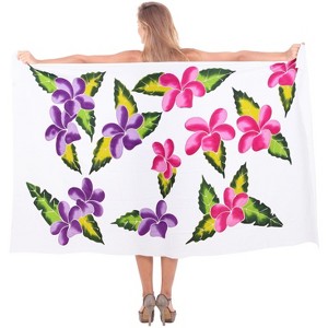 LA LEELA Women's Summer Sarong Bikini Wraps Cover up Skirt Wrap Bathing suit Swimwear Swimsuit Beach Coverup for Women One Size White, Floral - 1 of 4