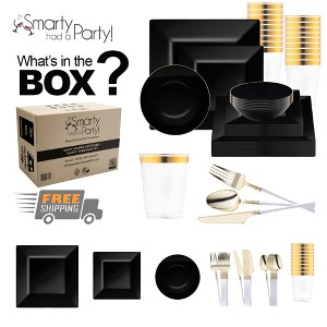 Smarty Had A Party Black Square Plastic Tableware Set - 120 Sets - 1 of 4