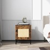 Homhougo Rattan End Table - Set of 2, Wood Nightstand with Storage Shelf Brown - 2 of 4