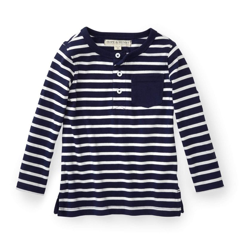 Hope & Henry Boys' Henley Pocket Tee with Rolled Sleeves, Kids, 4 of 5