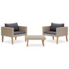 vidaXL 3 Piece Patio Lounge Set with Cushions Poly Rattan Beige - 2 of 4