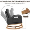 Rocking Chair Upholstered Rocking Chair for Nursery with Rubber Wood Legs, Comfy High Backrest, Side Pockets - 3 of 4