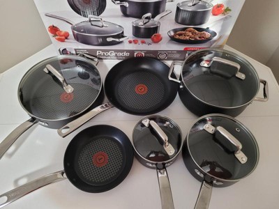 T-fal Prograde 10pc Heavy-gauge Aluminum Nonstick Cookware Set Black :  Target