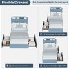 Platform Bed Frame, Faux Fur Upholstered Bed Frame with Storage Headboard, 2 Rolling Drawers - 4 of 4