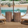 LuxenHome Outdoor Side Table,18" Weathered Copper Brown Cement Round Patio End Table,Accent Table for Outdoor and Indoor - 2 of 4