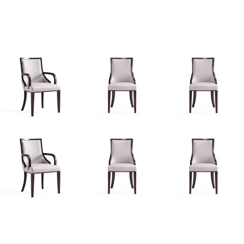 Manhattan Comfort Grand Light Grey Faux Leather Dining Arm Chair (Set of 2)  2-DC048AR-LG - The Home Depot