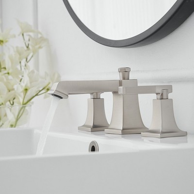 Brushed Nickel Widespread 2-Handle Bathroom Faucet with Drain Assembly