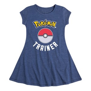 Girls' - Pokémon - Pokémon Trainer Pokeball Logo Fit & Flair Cap Sleeve Dress - 1 of 3