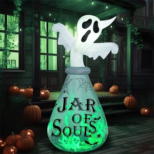 Joyfy 6FT Halloween Inflatable Outdoor Decoration, Inflatable Ghost in The Jar with Projecting for Halloween Party Outdoor Garden Lawn Yard Decoration - 1 of 4
