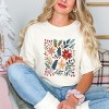 Christmas Flowers and Berries Distressed - Women's Garment Dyed Graphic T-Shirt - 3 of 4