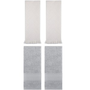 REGALWOVEN 4 Pcs Bathroom Decorative Cotton Soft Absorbent Sold Striped Hand Towel - 1 of 4