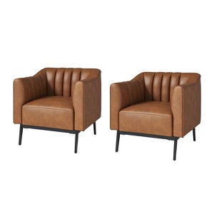 Carsten Industry 30" Wide Faux Leather Chair with Metal Leg Set Of 2| HULALA HOME - 1 of 4