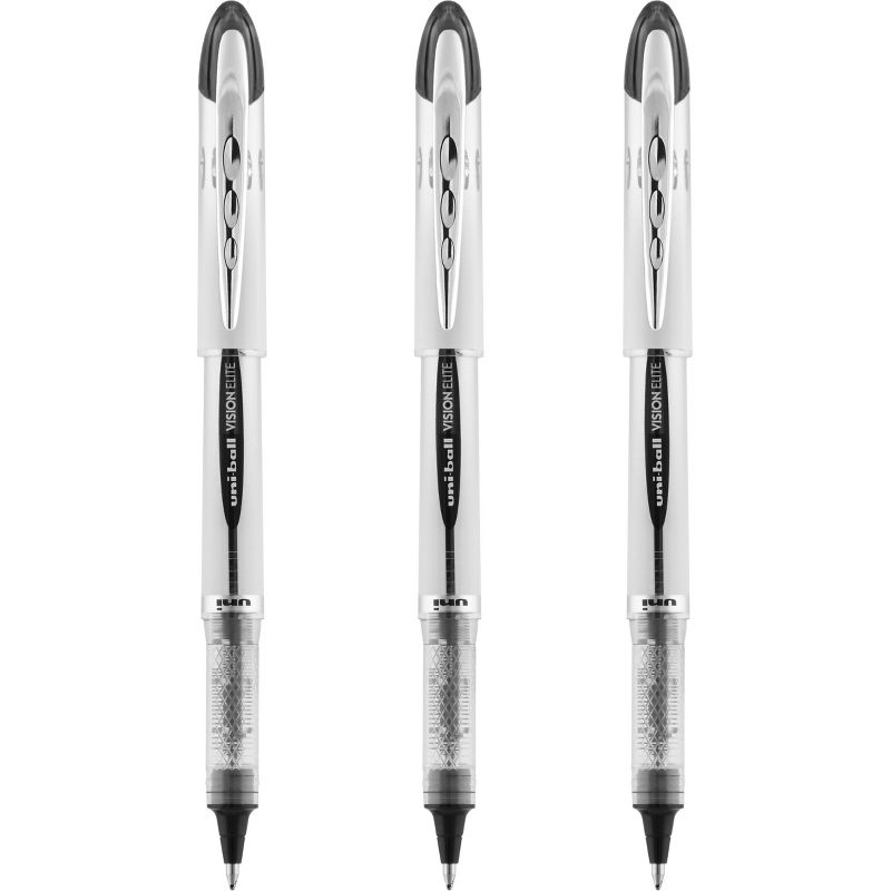 uniball Vision Elite Black Rollerball Pens 3ct Capped 0.8mm Bold Pen, 4 of 17