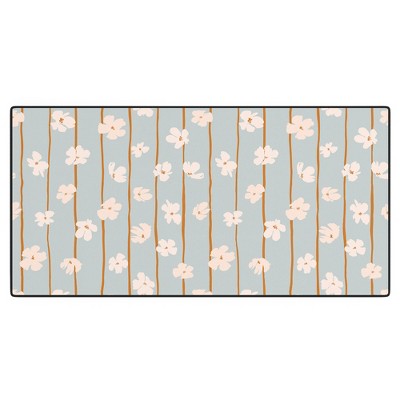 marufemia Peach flowers on green and orange Desk Mat