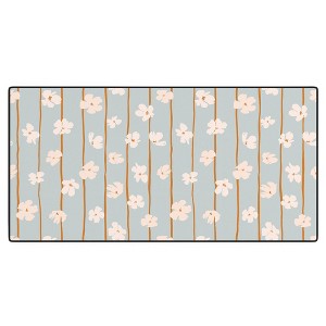 marufemia Peach flowers on green and orange Desk Mat - 1 of 4