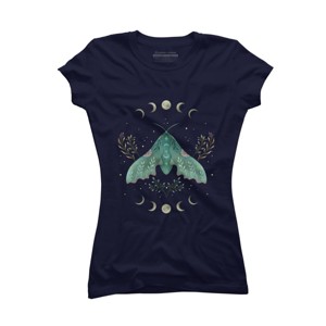 Junior's Design By Humans Luna and Moth By EpisodicDrawing T-Shirt - 1 of 3