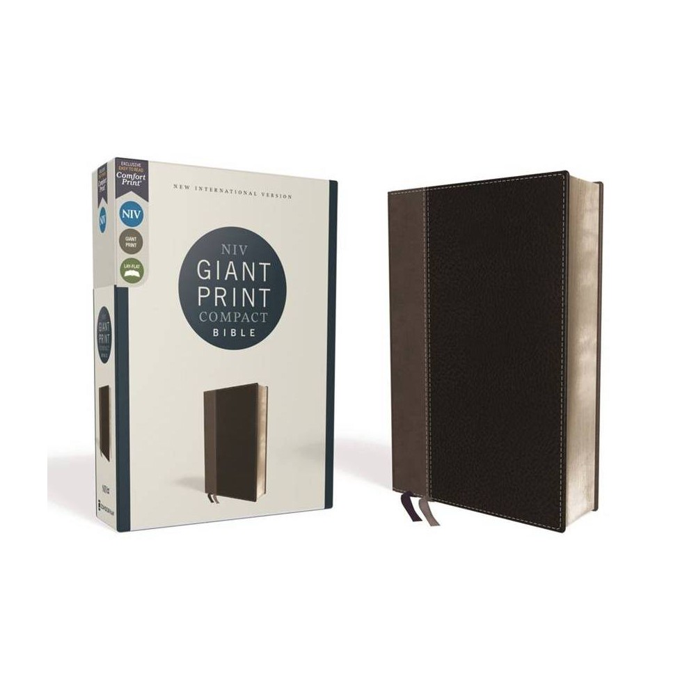 Niv, Giant Print Compact Bible, Leathersoft, Black, Red Letter Edition, Comfort Print - Large Print by Zondervan (Leather Bound)