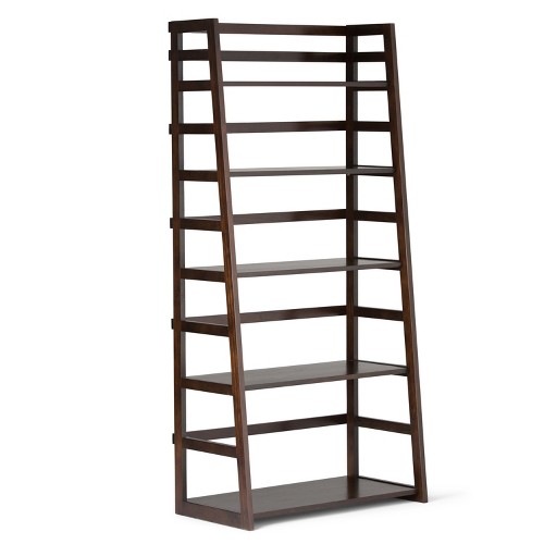 Normandy Solid Wood Ladder Shelf Bookcase Tobacco Brown Wyndenhall