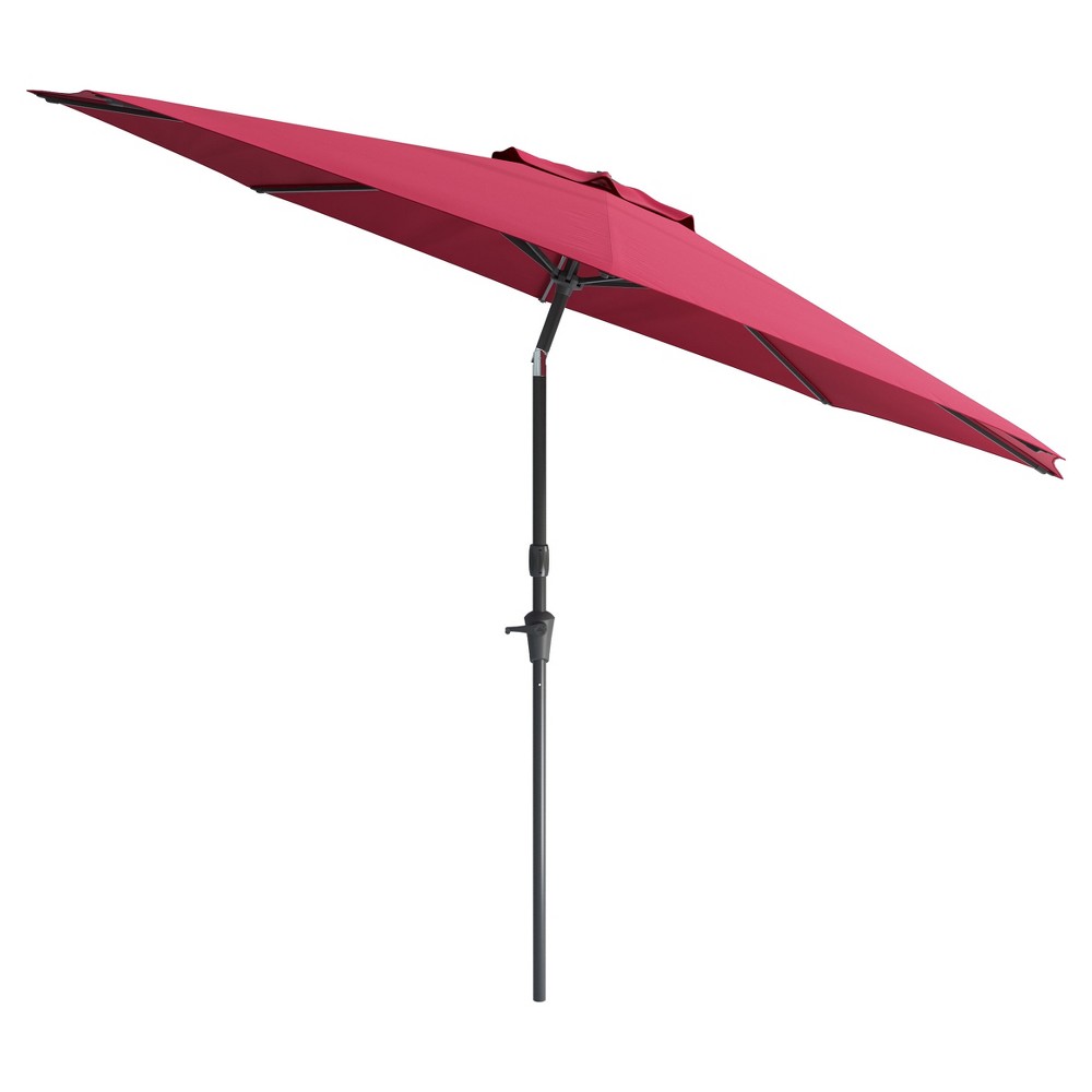 Photos - Parasol CorLiving 10' x 10' Wind Resistant Tilting Patio Umbrella Red  