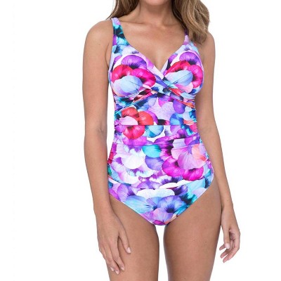 Women's V-Neck Cross Over Surplice One Piece Swimsuit - Profile By Gottex