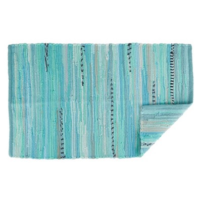 Aqua Handmade Reversible Cotton Rectangular Rug 31.5" x 19.5"