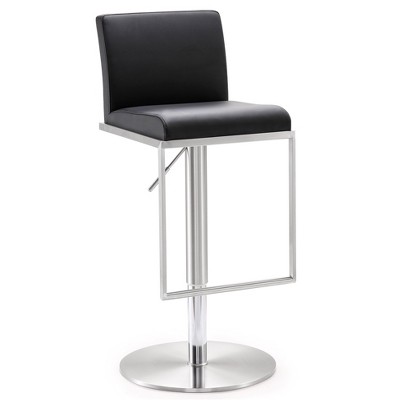 Amalfi Performance Vegan Leather Adjustable Stool Black  15"W x 17.5"D x 40.1"H