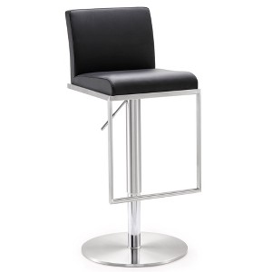 Amalfi Performance Vegan Leather Adjustable Stool Black  15"W x 17.5"D x 40.1"H - 1 of 4