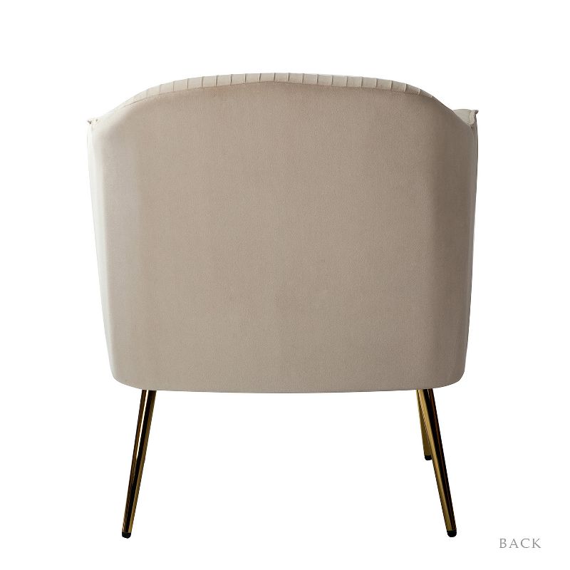 Velvet Barrel Chair with Goden Base  | Karat Home-TAN, 5 of 11