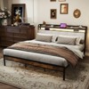 Costway Full/Queen/King Size Bed Frame w/Charging Station, Metal Platform Bed w/Upholstered Headboard - 2 of 4