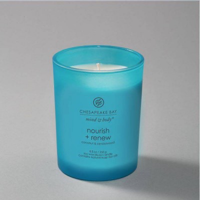 Light Blue Frosted Glass Soy Jar Candle with Wood Lid