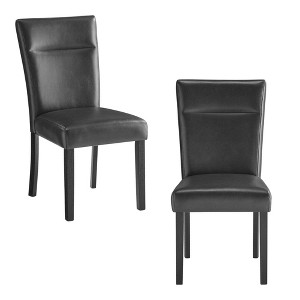 HomeRoots Set of Two Charcoal and Black Faux Leather And Wood Dining Side Chairs - 1 of 4