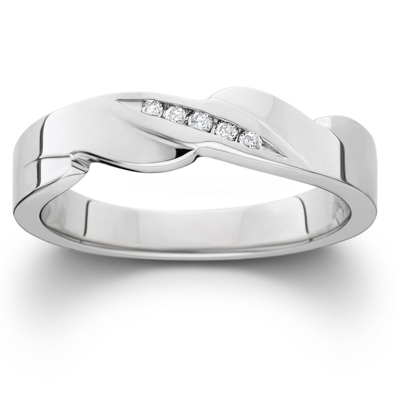 Pompeii3 Mens Diamond Wedding Ring 10K White Gold, 1 of 5
