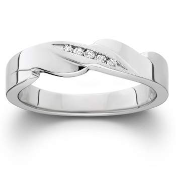Pompeii3 Mens Diamond Wedding Ring 10K White Gold