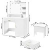 Vanity Desk with Mirror and 9 LED Light Bulbs, Makeup Vanity Desk with Large Drawers, Dressing Table - 3 of 4