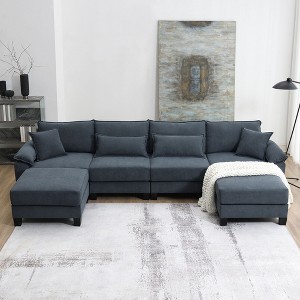 NicBex Sectional Sofa with Armrest Bags 6 Seat U Shaped Modular Sofa for Living Room & Apartment - 1 of 4